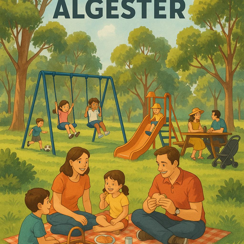 Family enjoying a sunny day in Algester park