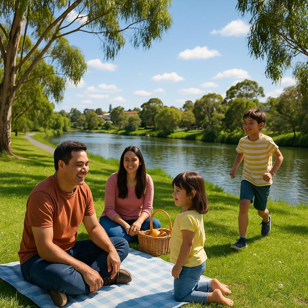 Family enjoying the park in Ascot Vale