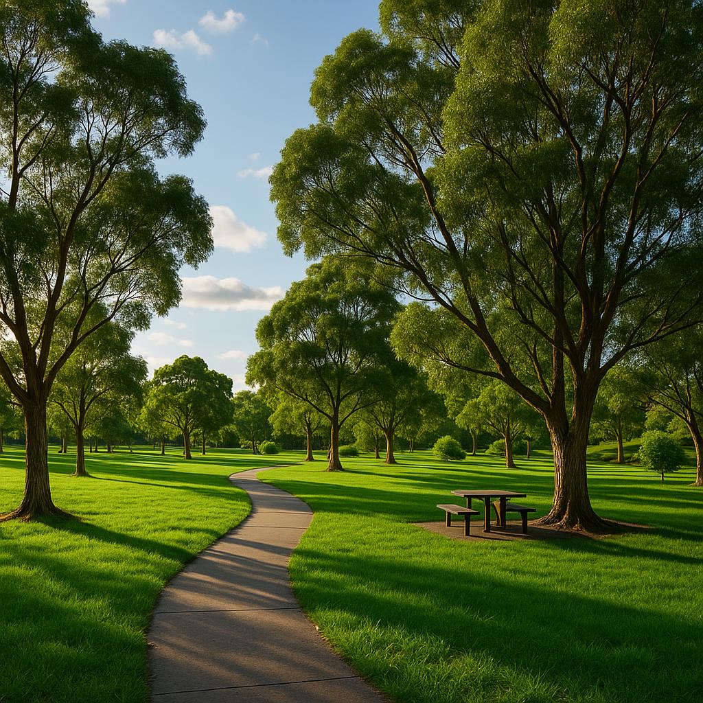 Beautiful green parklands in Attwood, Victoria