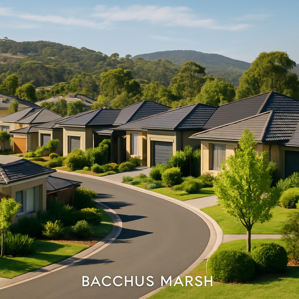 Modern homes in Bacchus Marsh surrounded by green spaces.