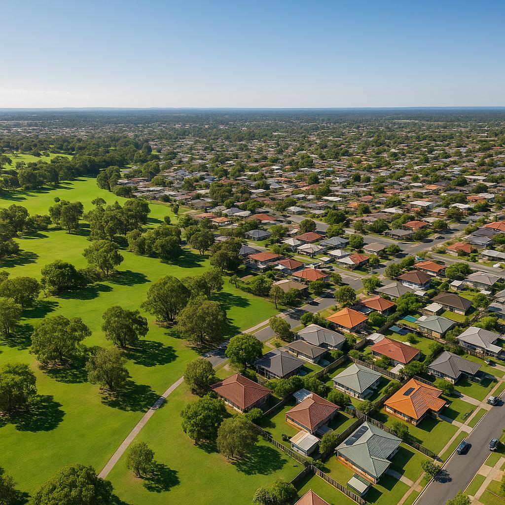 Aerial view highlighting the suburban layout of Bald Hills