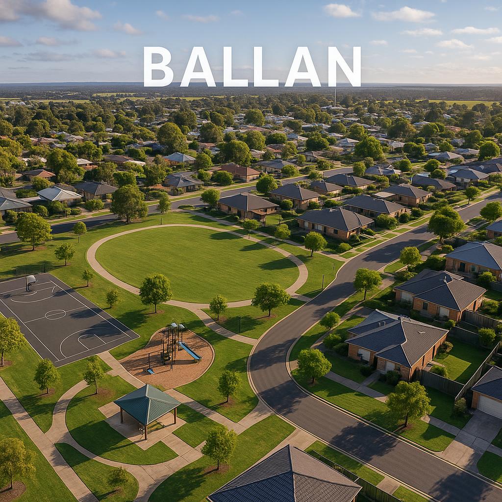 View of Ballan with parks and homes