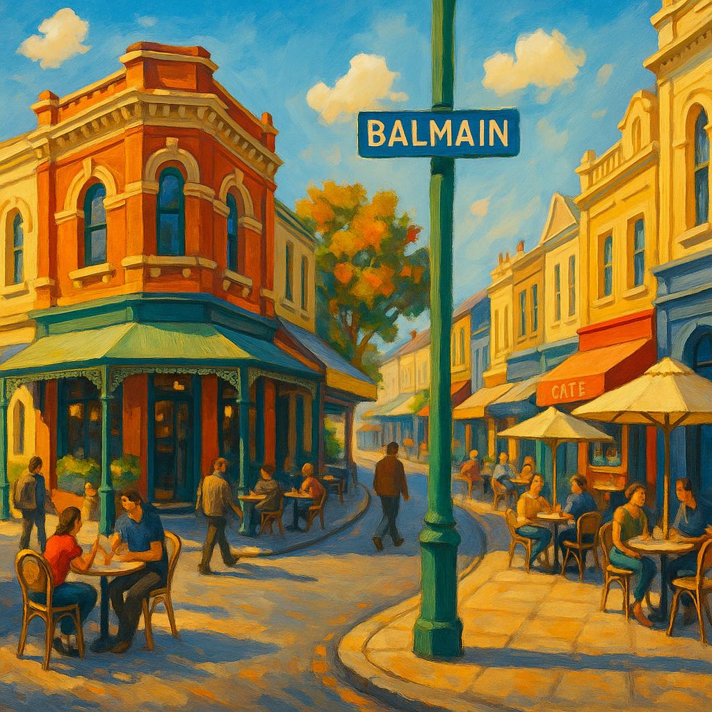 Street view of Balmain with cafes and heritage architecture