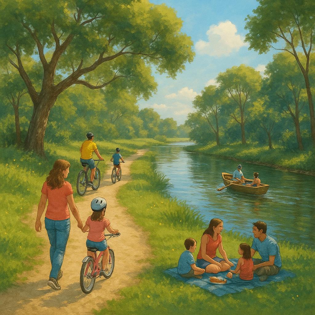 Families enjoying outdoor activities at Balnarring's riverside trails.