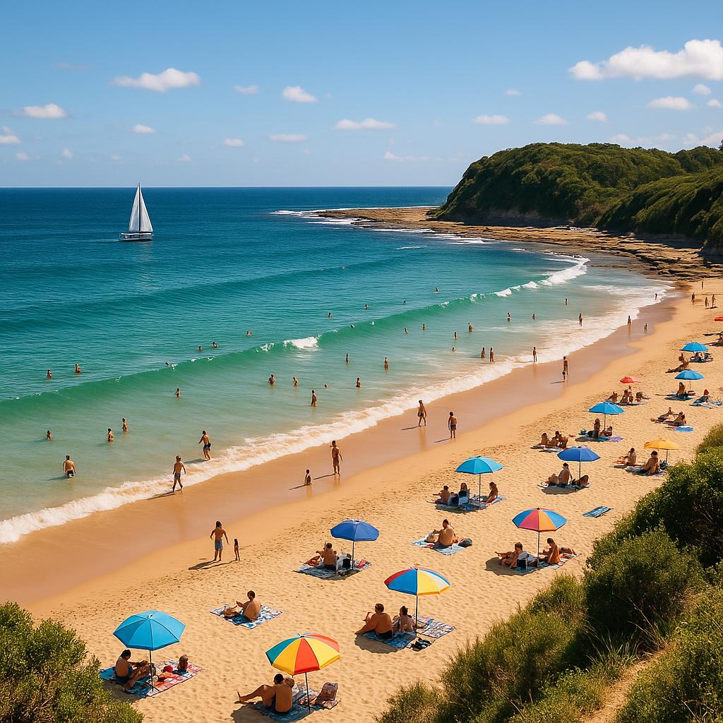 Bateau Bay beach with sunny weather