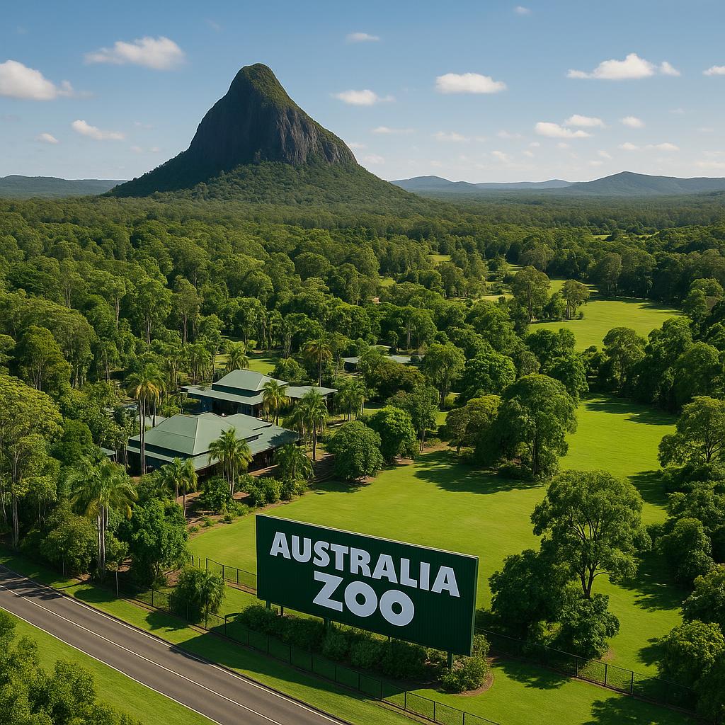 Scenic view of Beerwah showcasing Australia Zoo