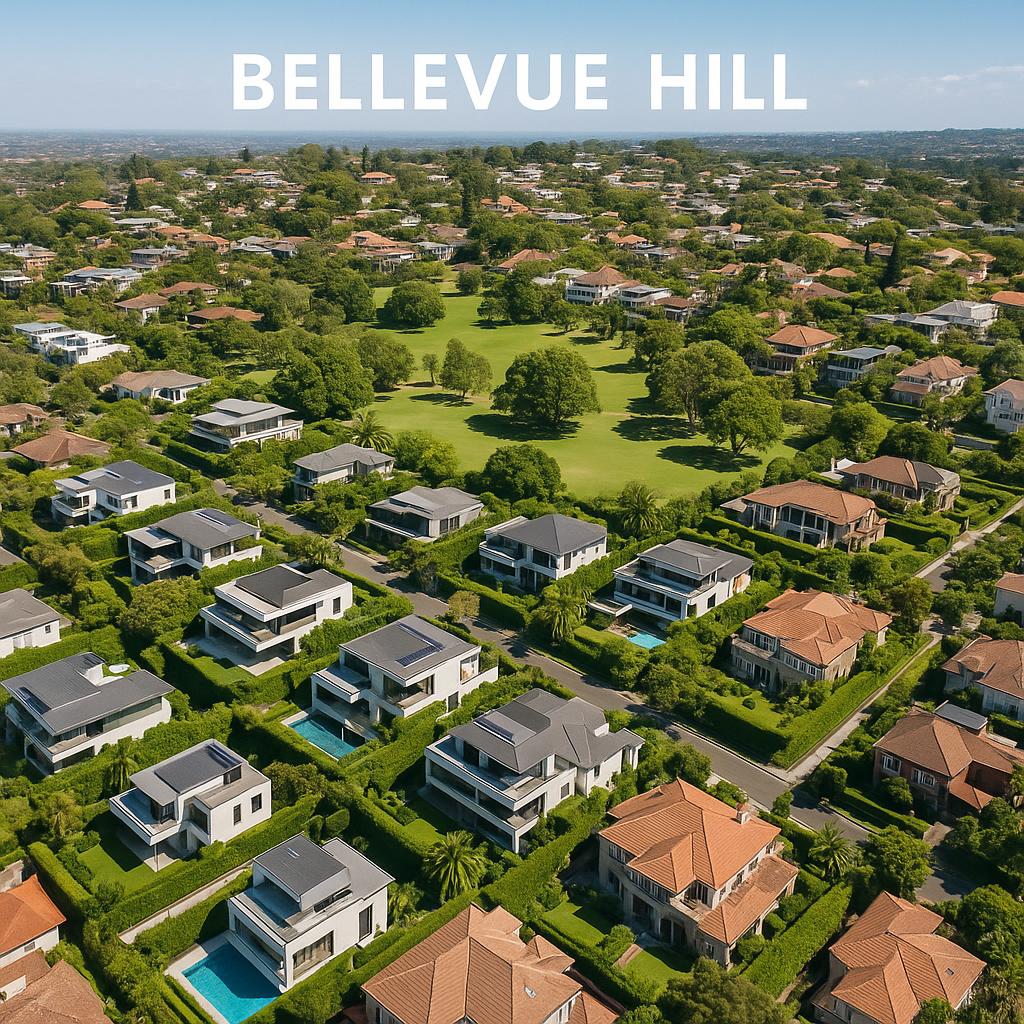 Aerial view of Bellevue Hill, highlighting luxury homes