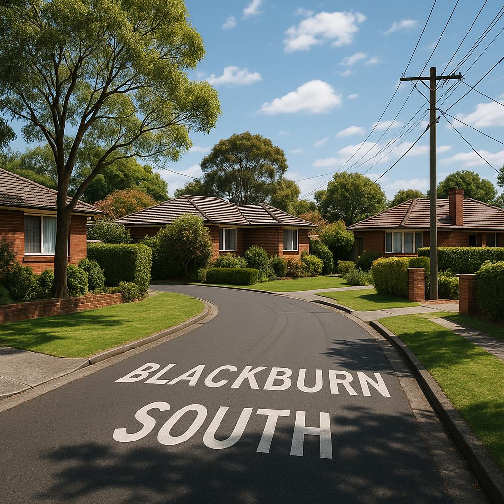 Established houses in Blackburn South on a sunny day