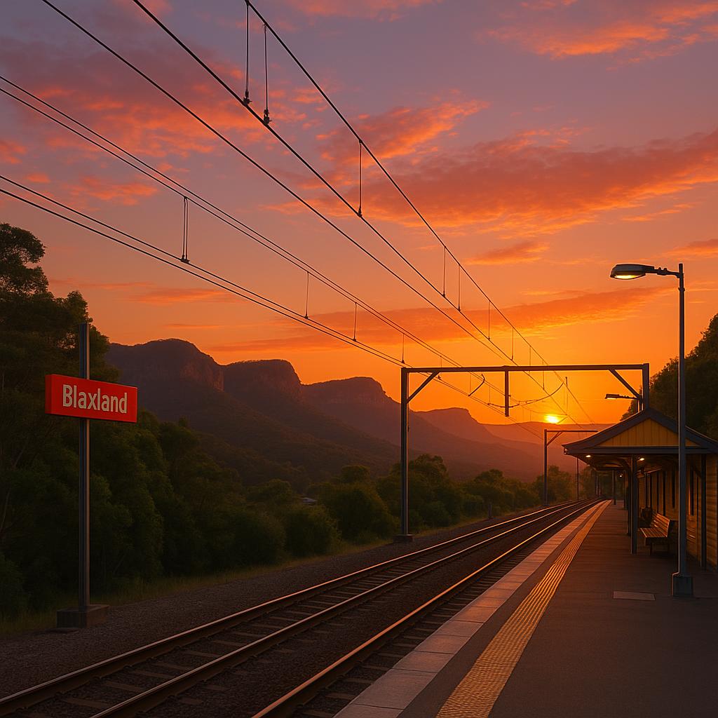 Blaxland train station at sunset