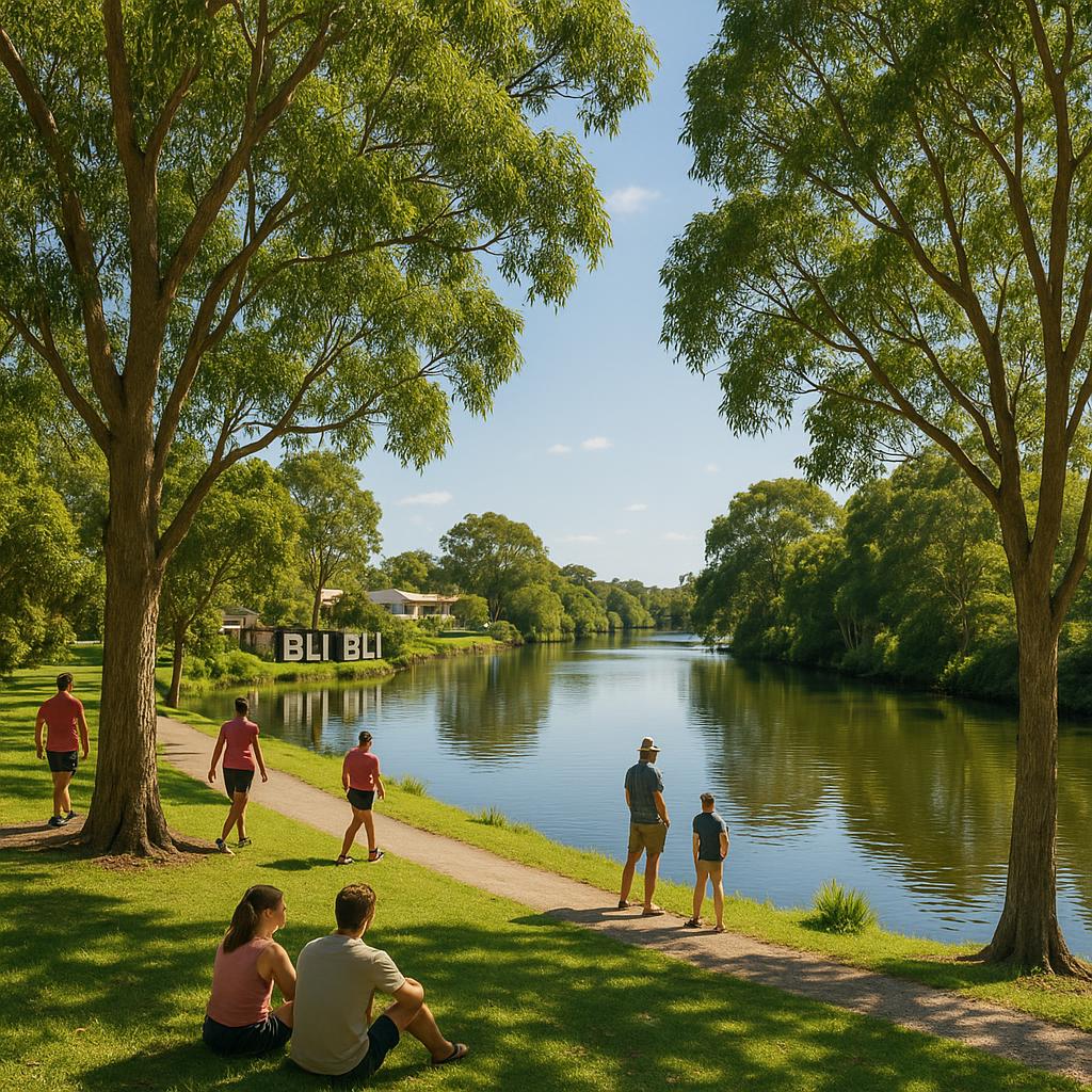 Scenic view of Bli Bli and the river