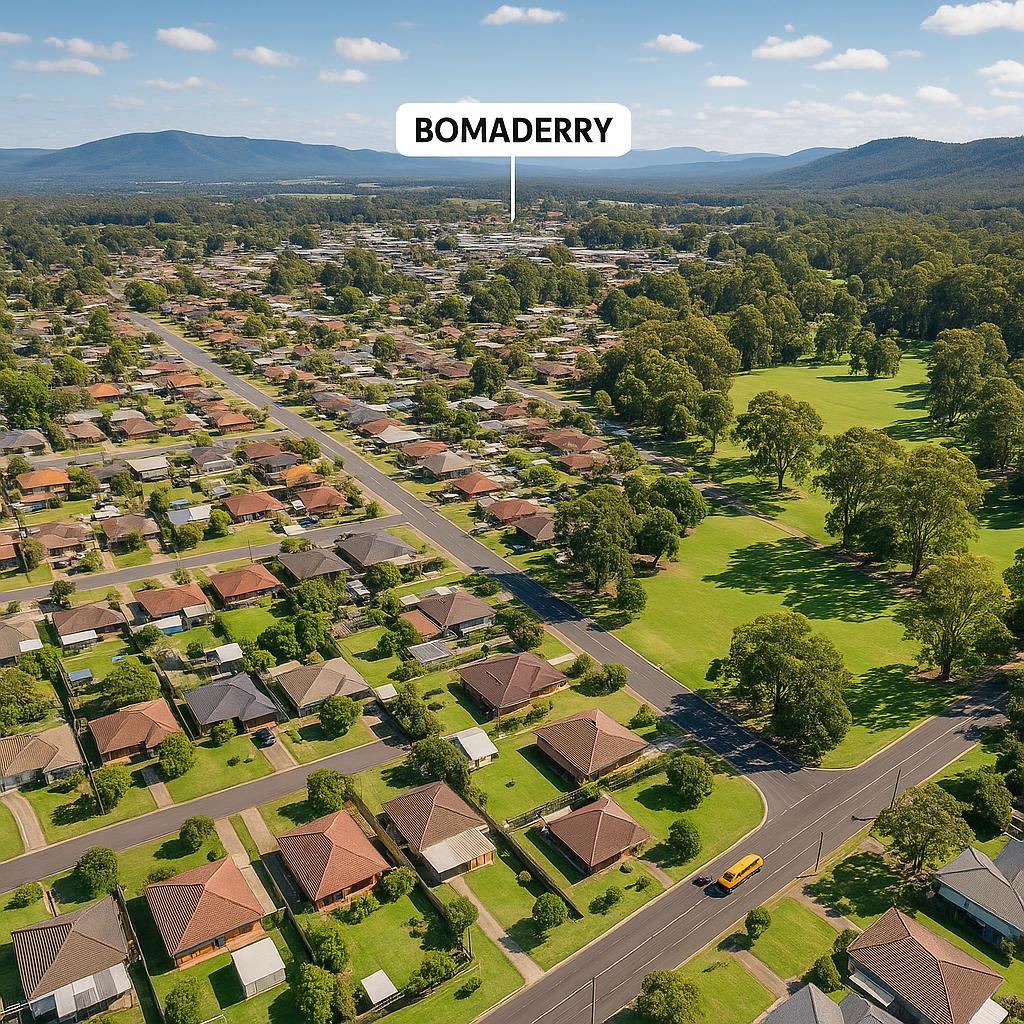 Bomaderry suburb view with parks and family homes