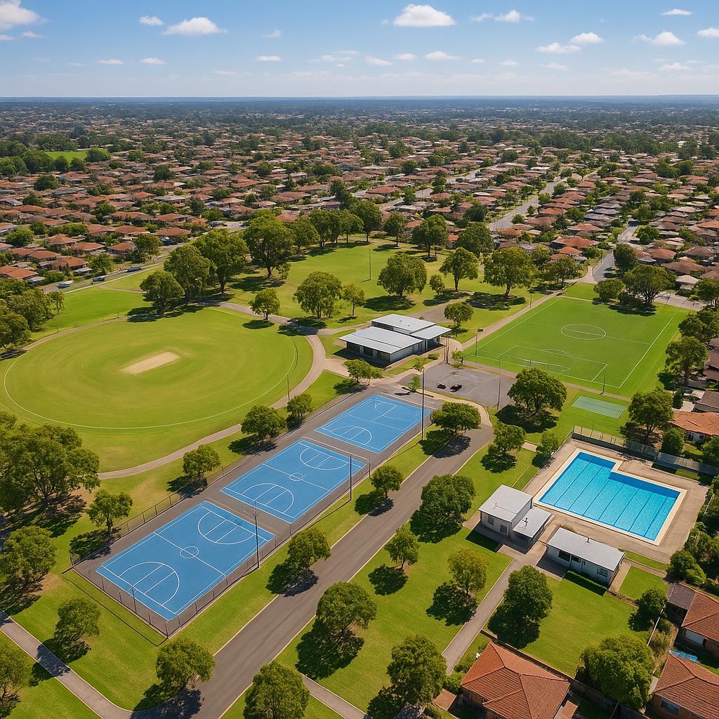 Aerial view of Bossley Park highlighting family-friendly spaces