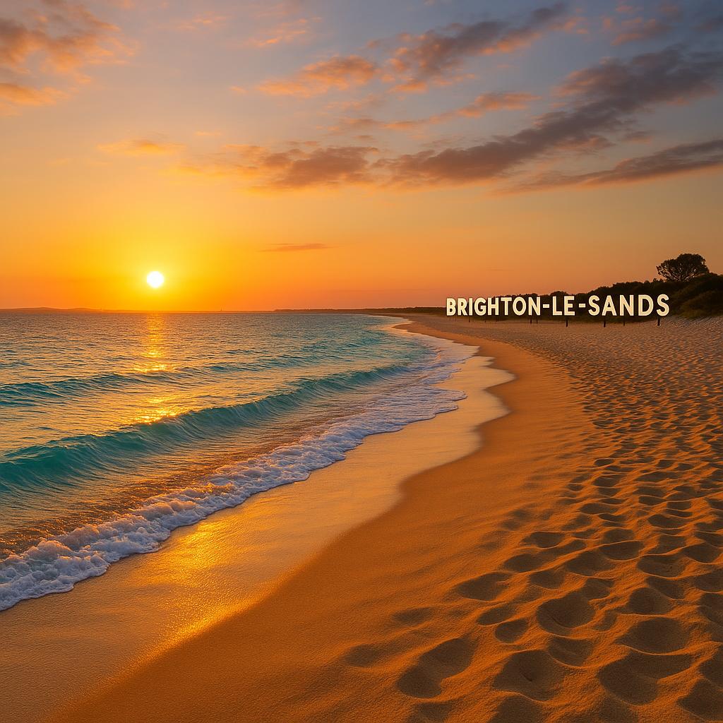 Brighton-Le-Sands beach at sunset