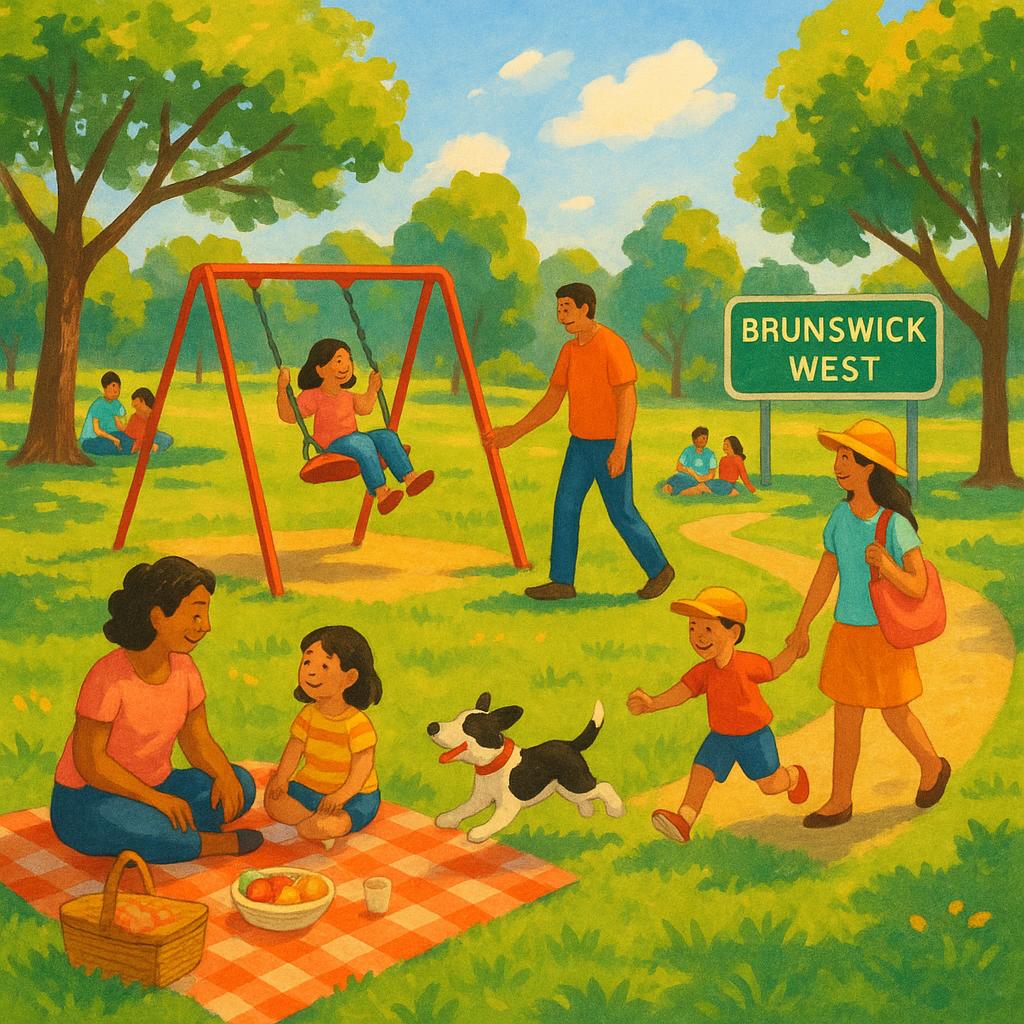 Families enjoying a sunny day in Brunswick West park