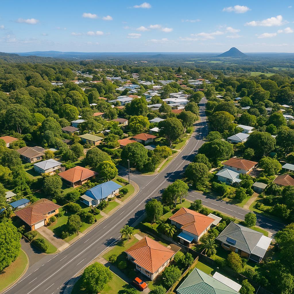 Scenic view of Buderim with community and nature