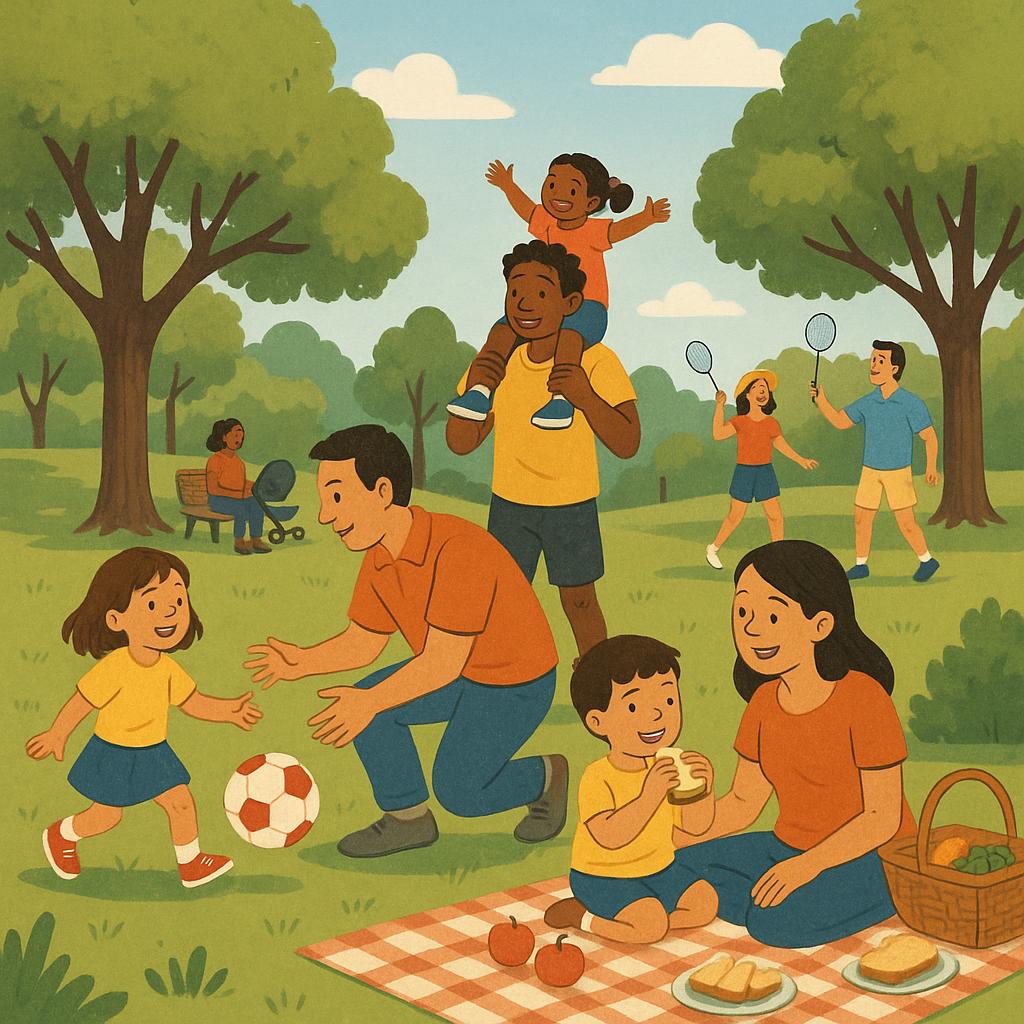 Families enjoying Bundoora park