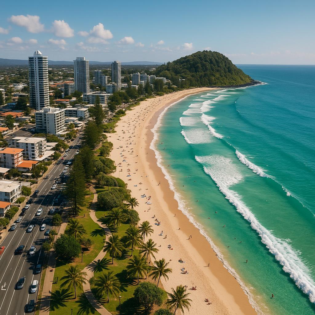 Burleigh Heads beach aerial view