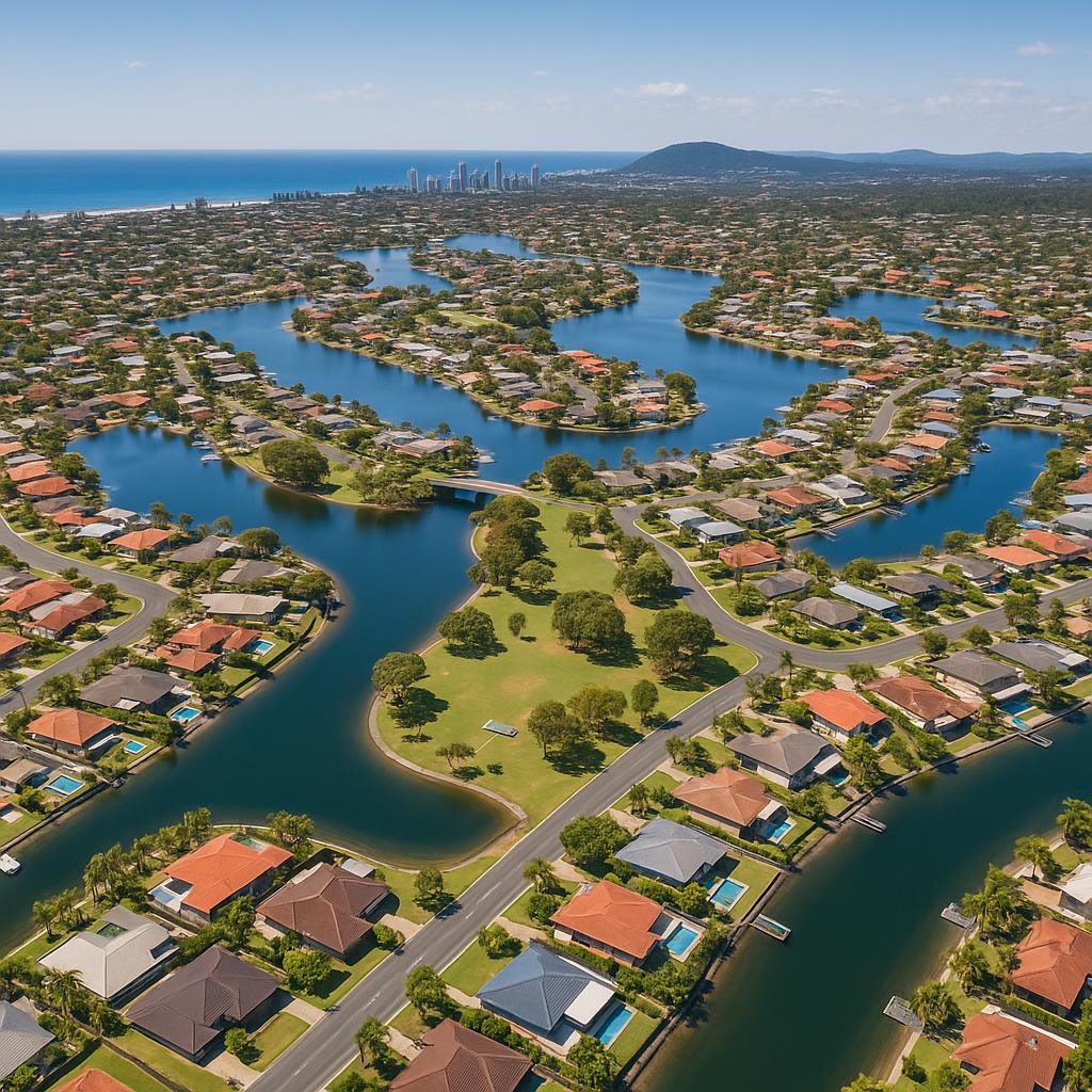 Aerial view of Burleigh Waters with stunning waterways