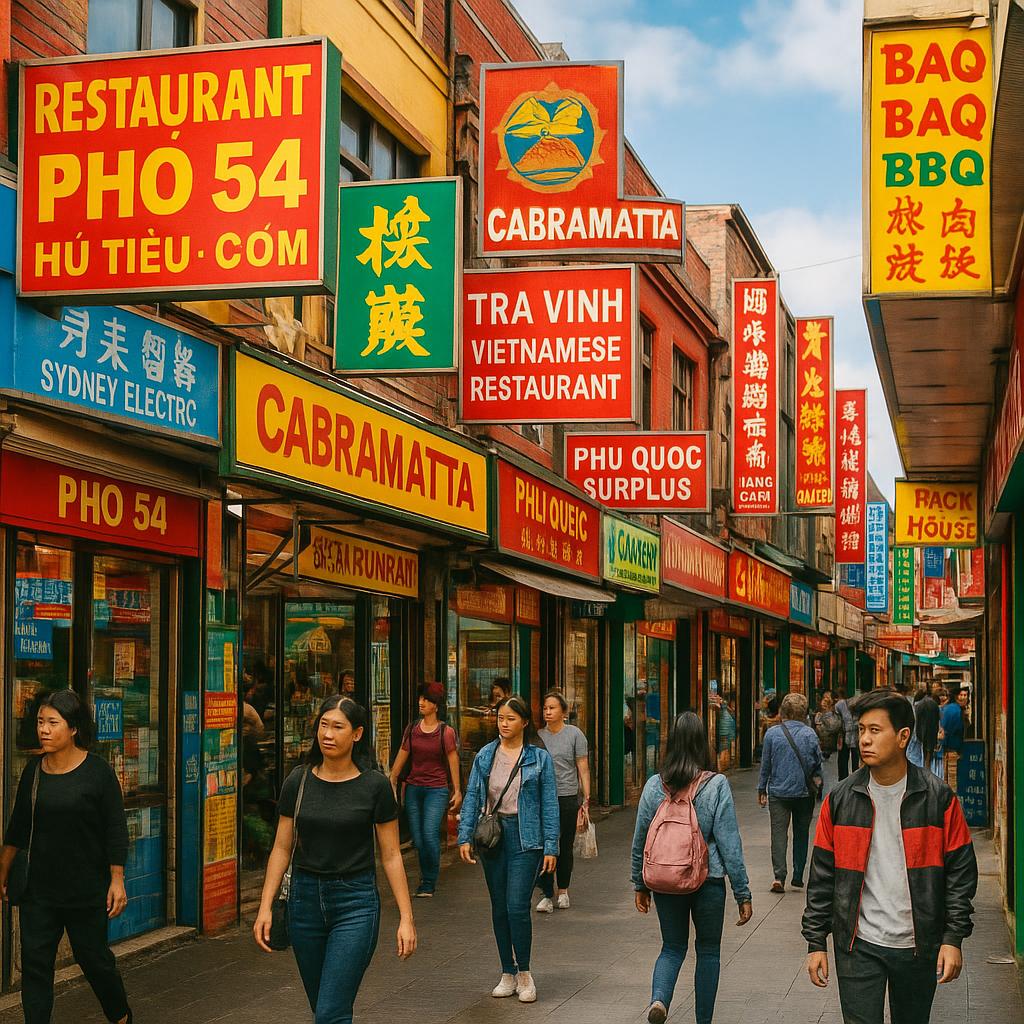 Street view of Cabramatta with cultural shops