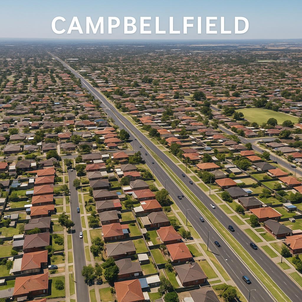 Aerial view of residential neighborhoods in Campbellfield.