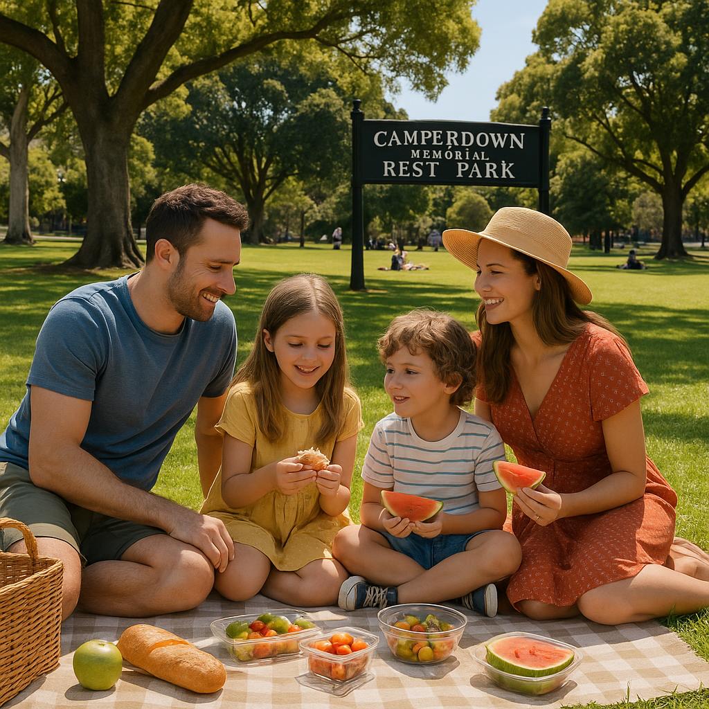 Family picnic in a park in Camperdown