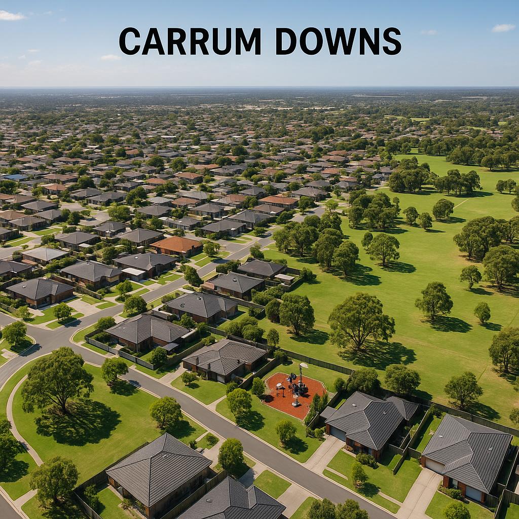 Aerial view of Carrum Downs showing homes and green spaces