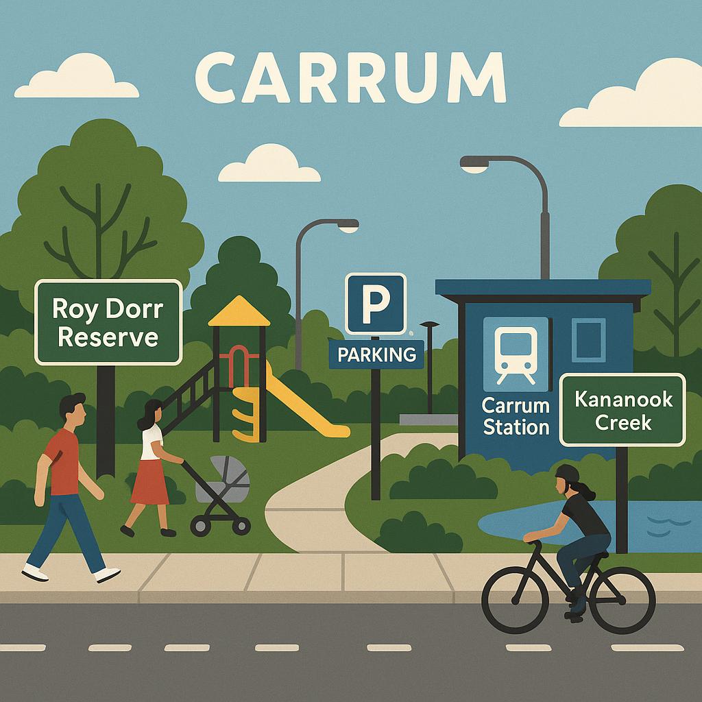 Carrum street view with parks and amenities