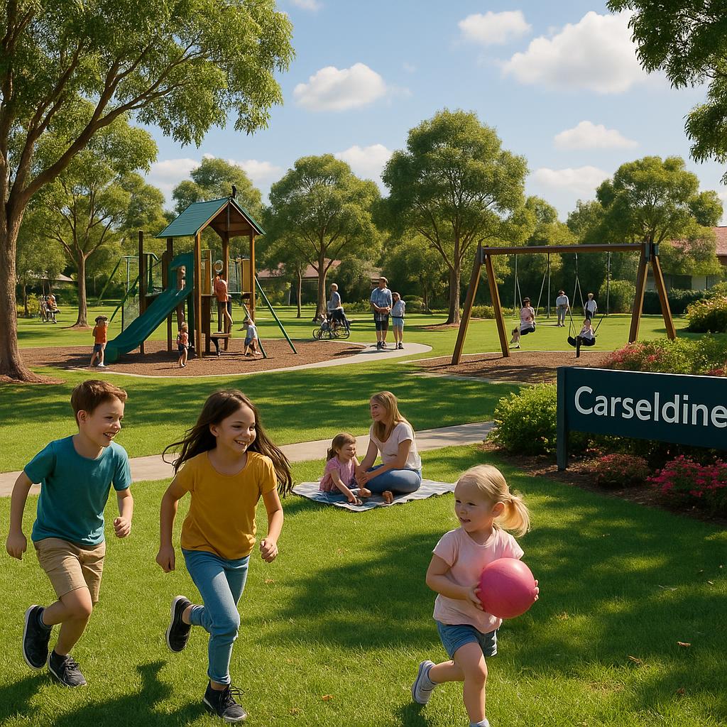 Family park in Carseldine with children playing.