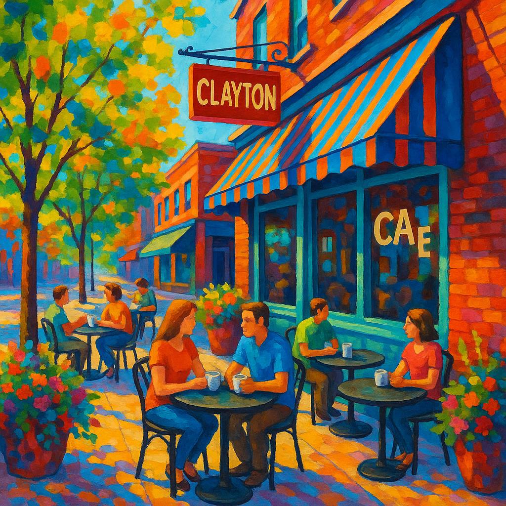 Outdoor cafés in Clayton bustling with people