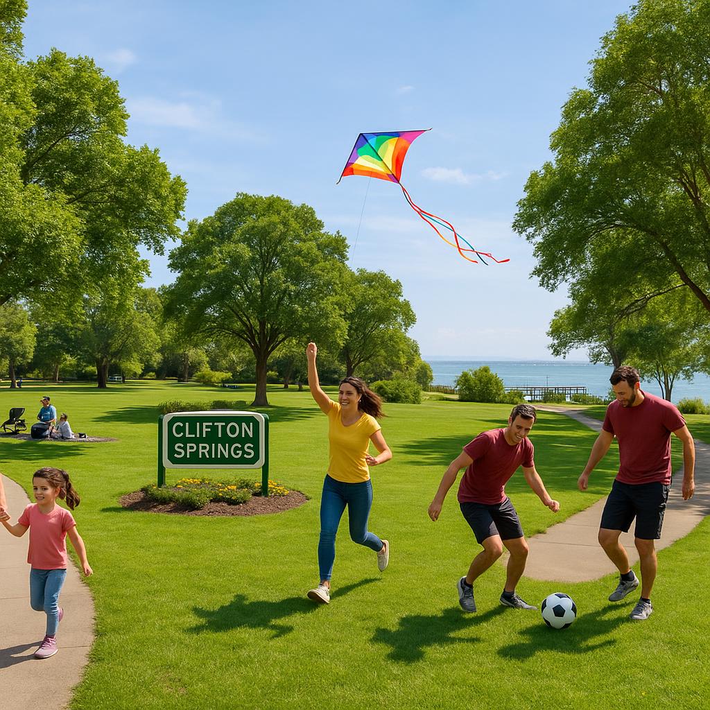 Panoramic view of Clifton Springs parks and trails