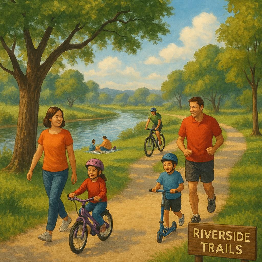 Families enjoying Riverside Trails in Clyde North.