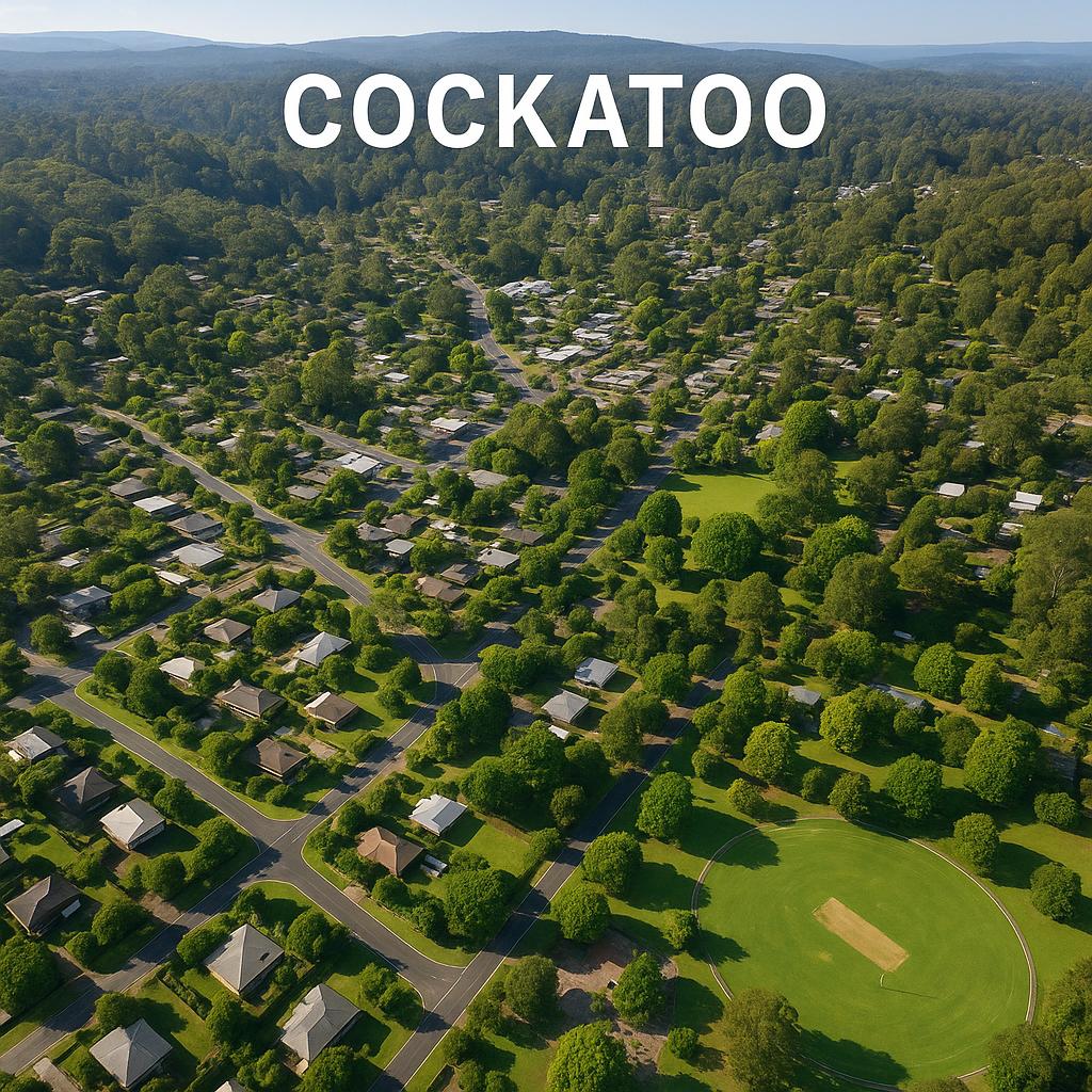 Cockatoo aerial view highlighting its green spaces and family-friendly environment