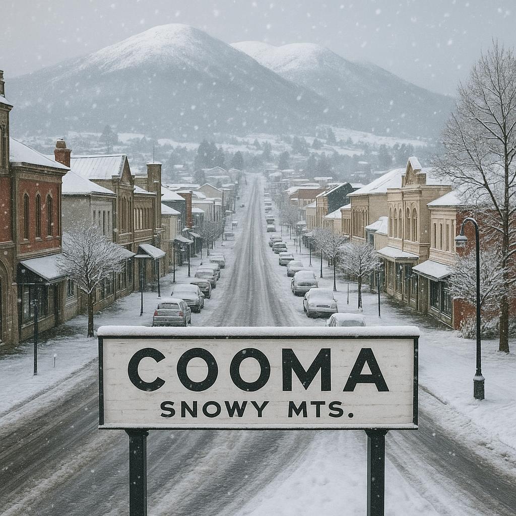 Snowy Mountains view of Cooma in winter