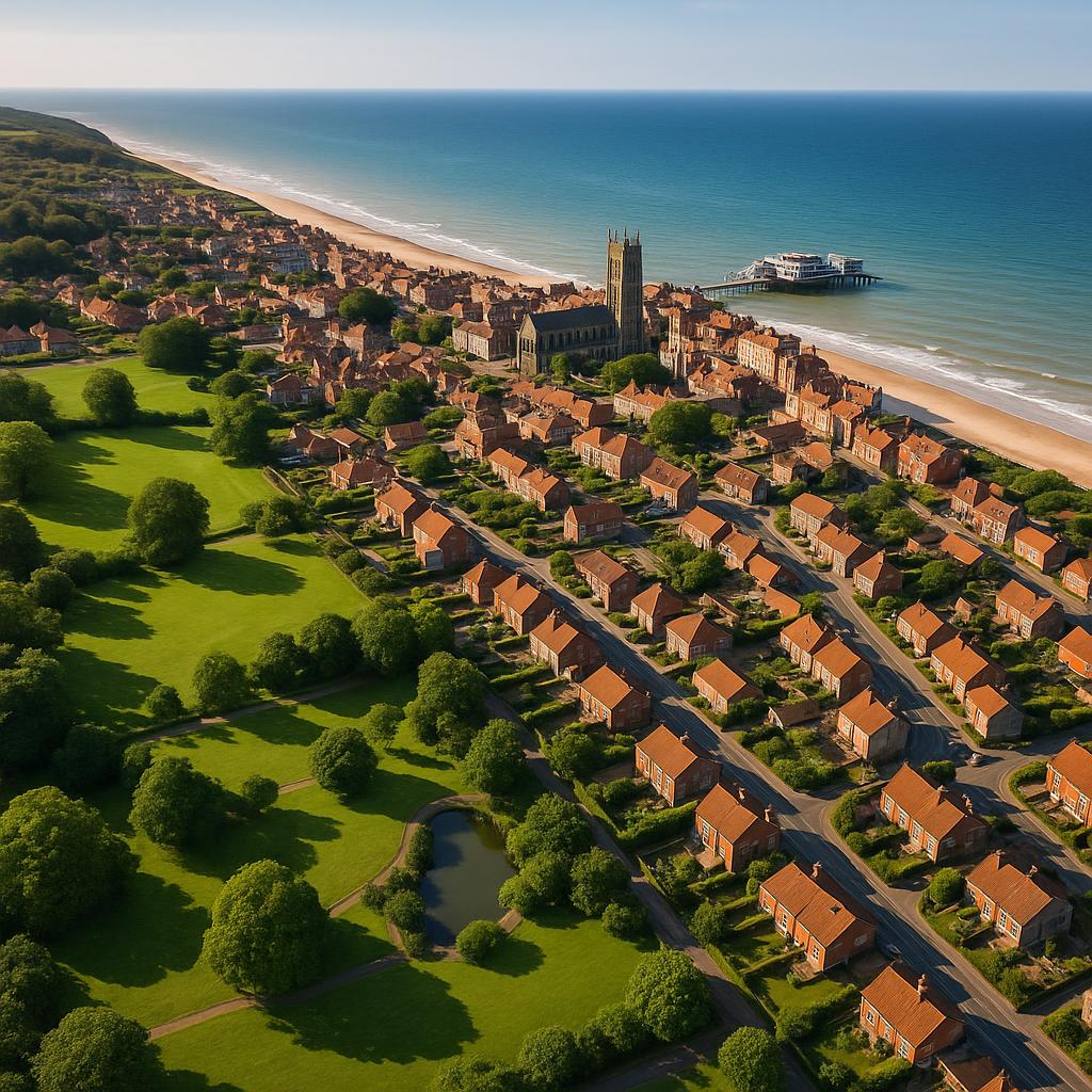 Aerial view of Cromer suburb with beaches