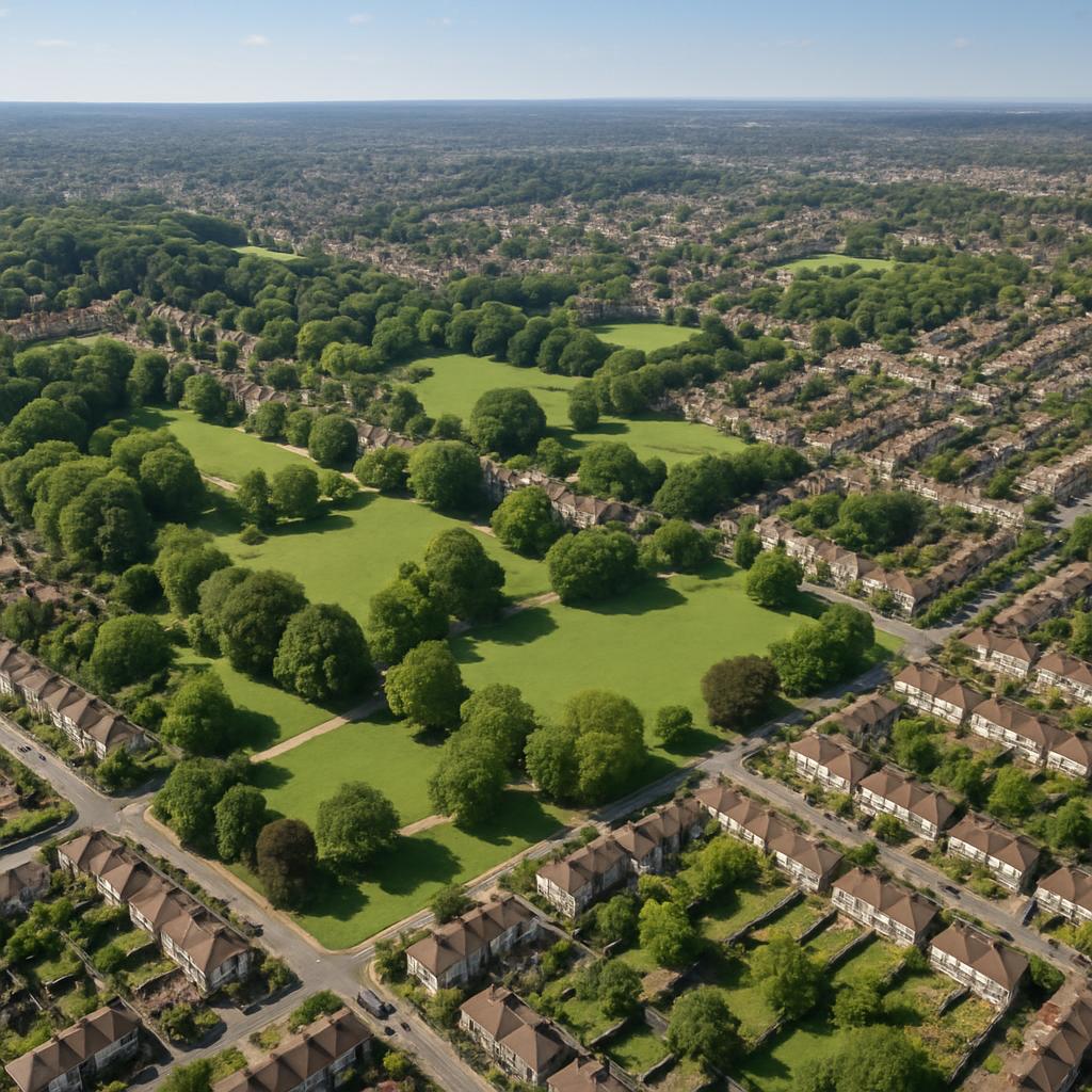 Aerial view of Croydon North, highlighting community spaces