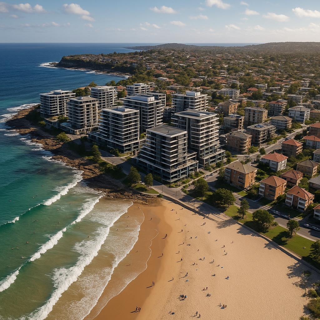 Aerial view of Dee Why Beach and new developments