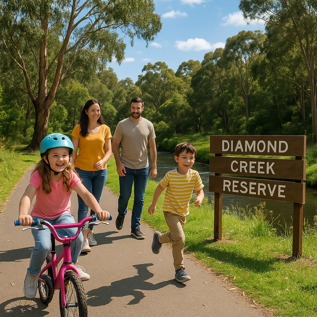 Family activities at Diamond Creek Reserve