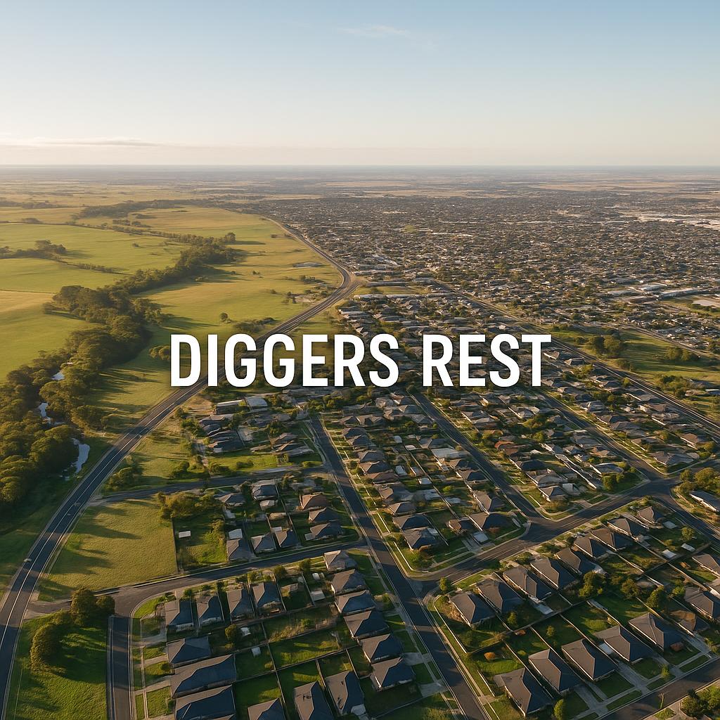 Scenic aerial view of Diggers Rest highlighting lifestyle options.