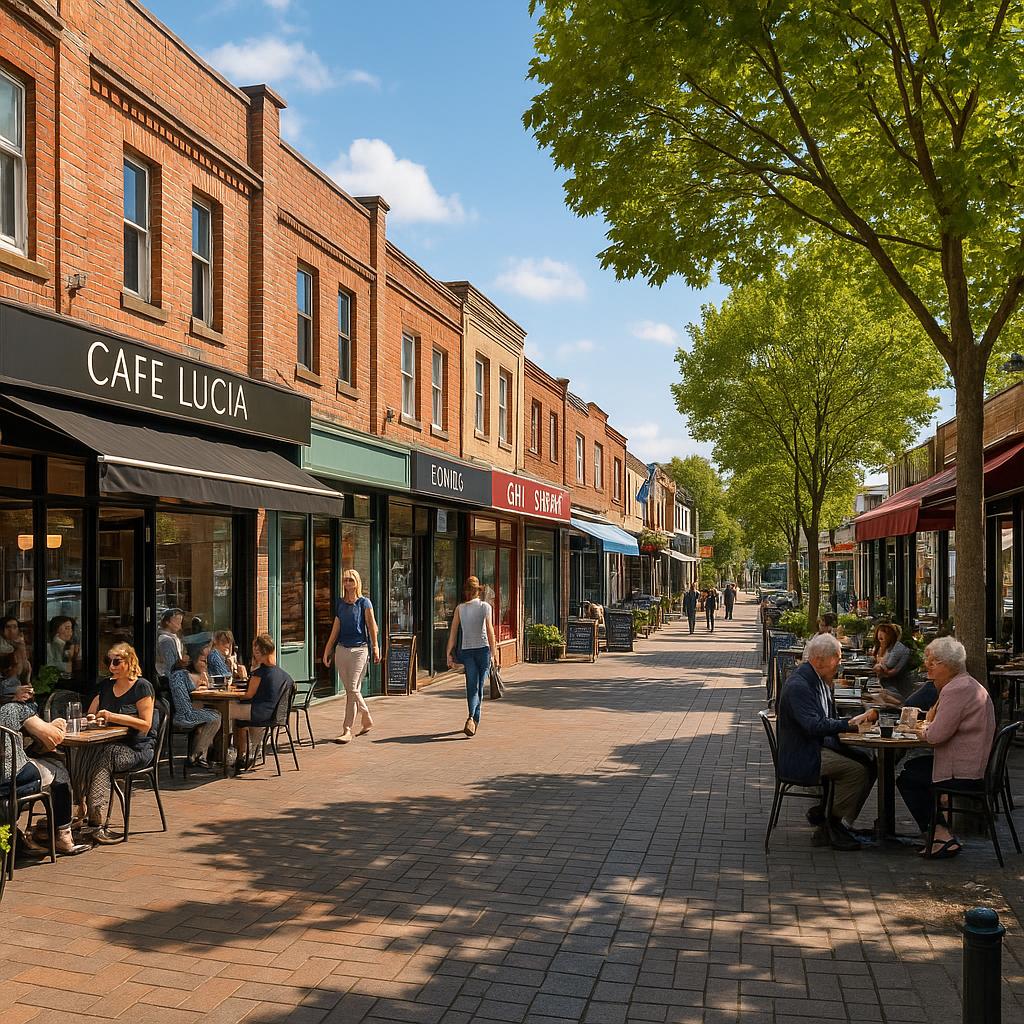 Village shopping strip in Doncaster