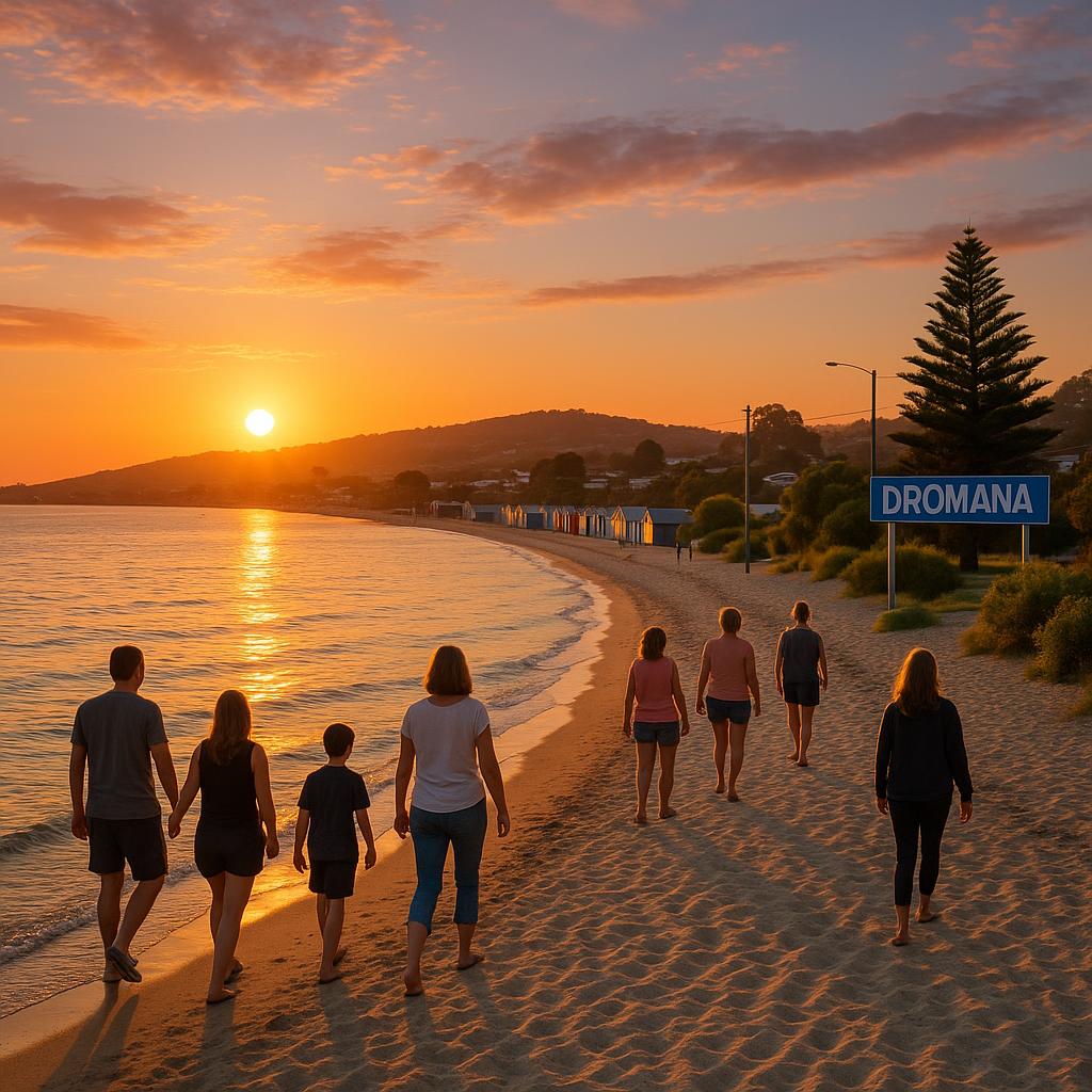 Scenic waterfront of Dromana with sunset