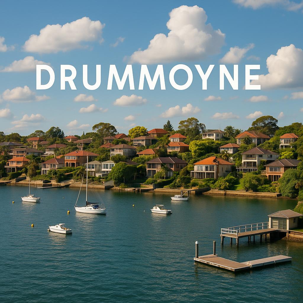 Waterfront view of Drummoyne with houses