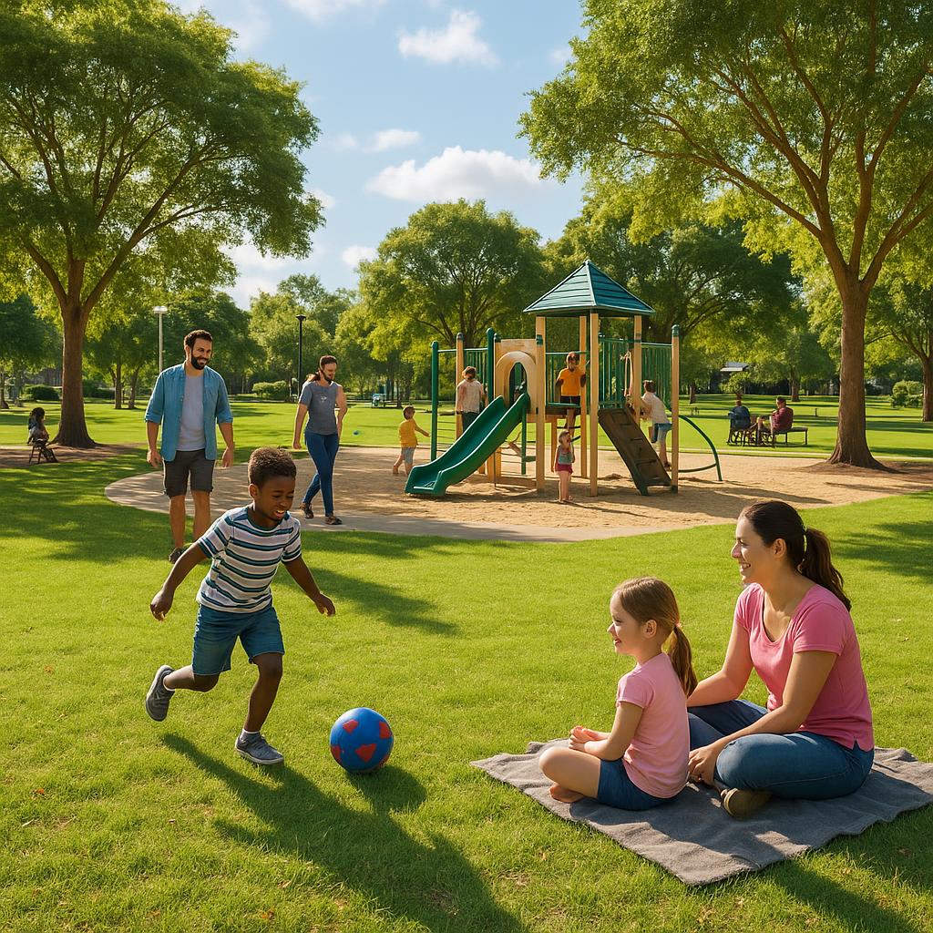 Families enjoying a sunny day in Durack park
