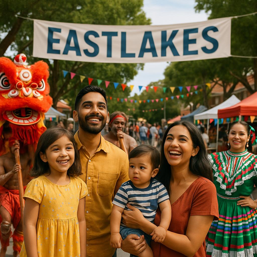 Community event in Eastlakes with families enjoying the atmosphere.