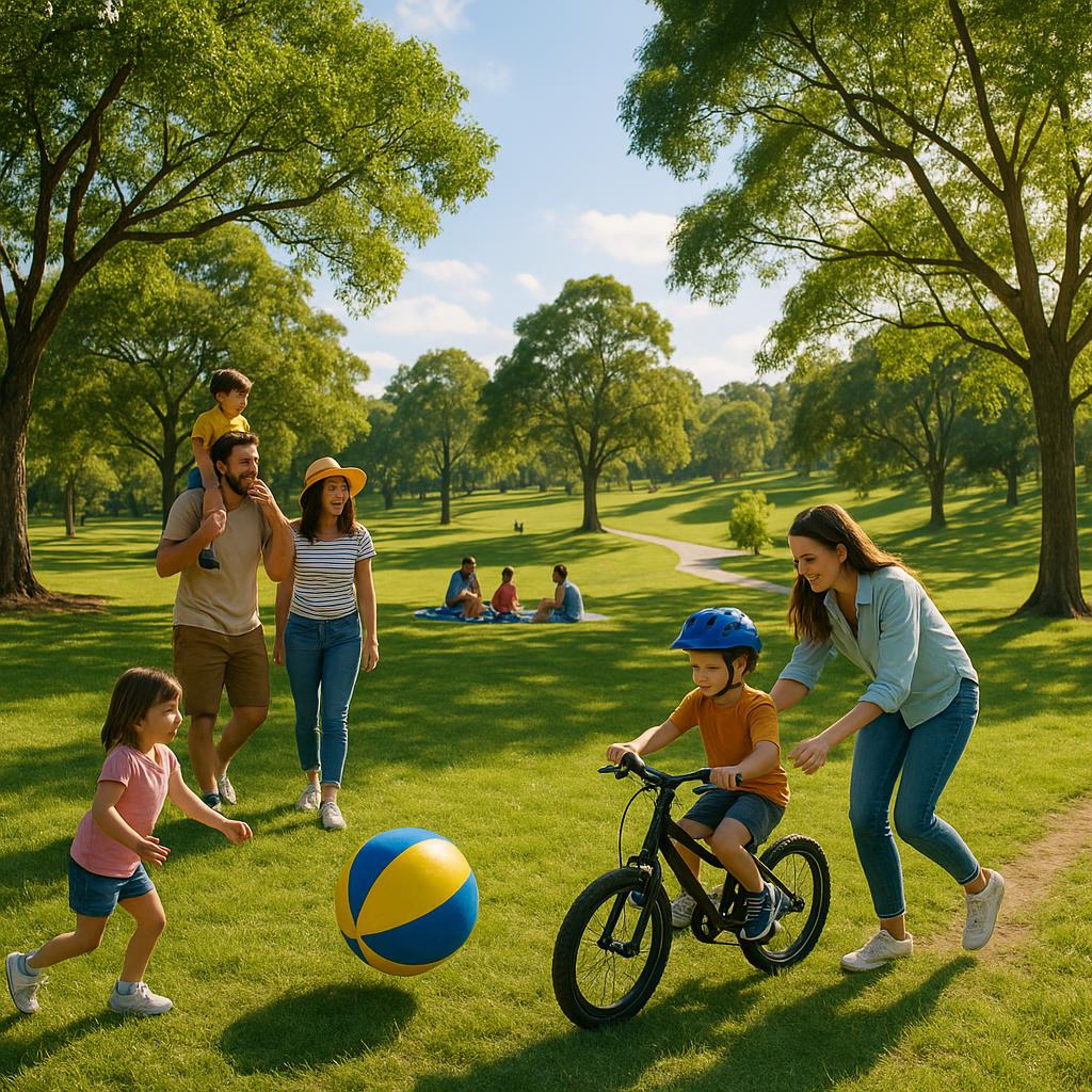 Families enjoying green spaces at Eatons Hill