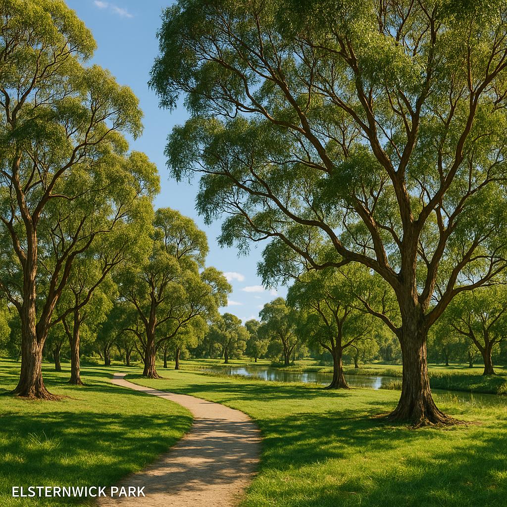 Scenic view of Elsternwick Park with walking trails