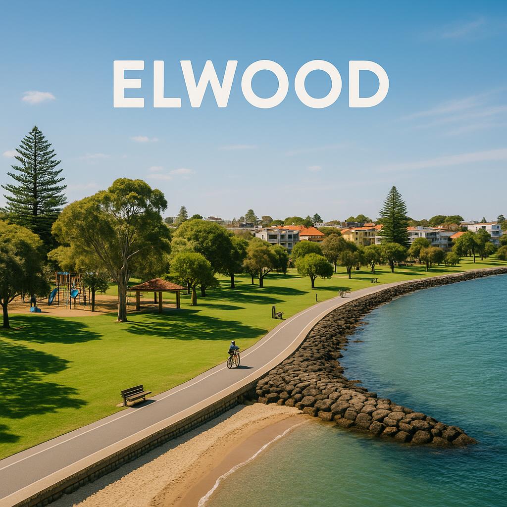 Waterfront view in Elwood with parks and pathways