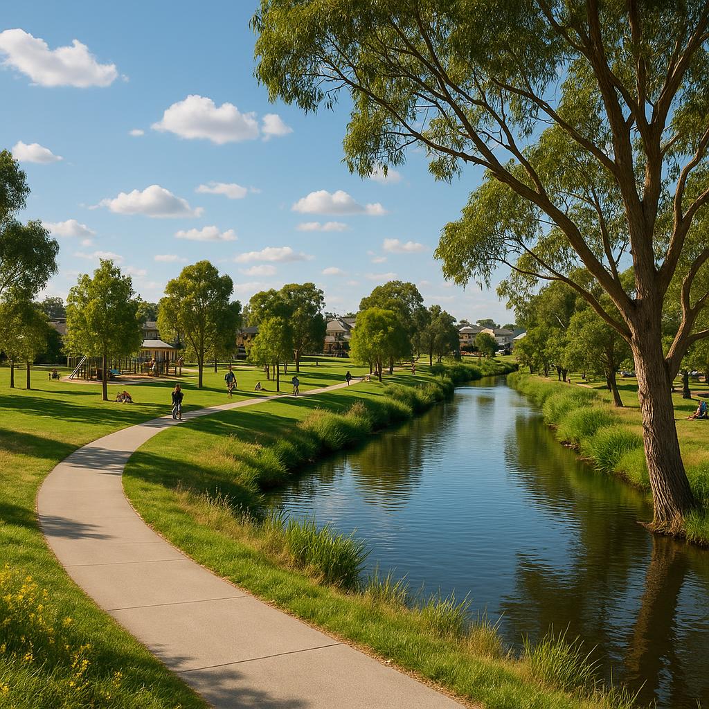 Riverside trails in Eynesbury