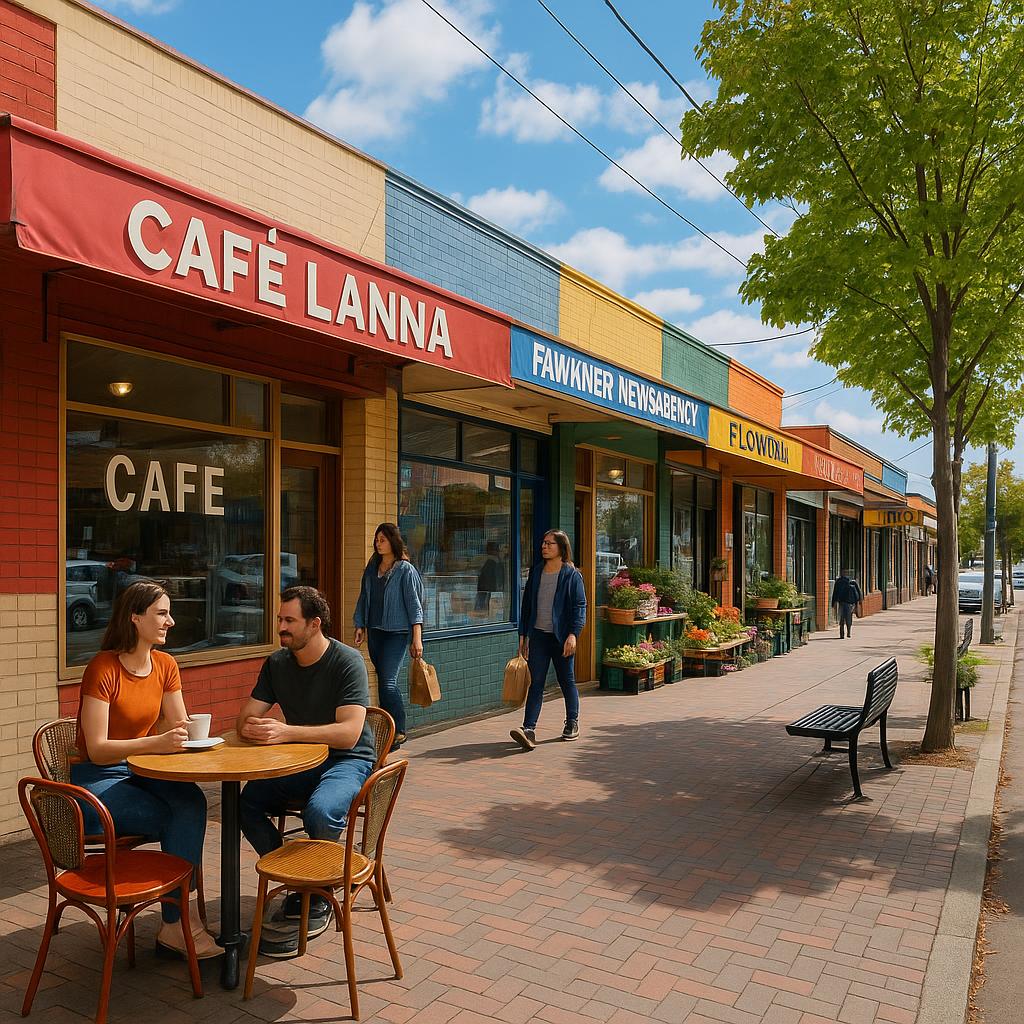Village-style shopping strip in Fawkner