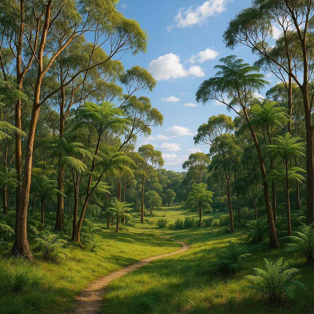 Parkland in Ferntree Gully, showcasing green spaces