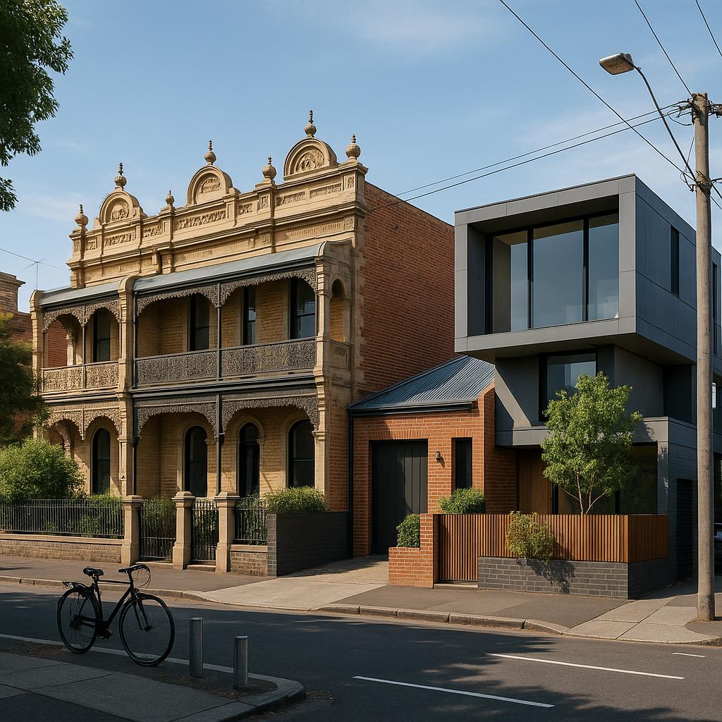 Streetscape of Fitzroy North blending Victorian and modern homes